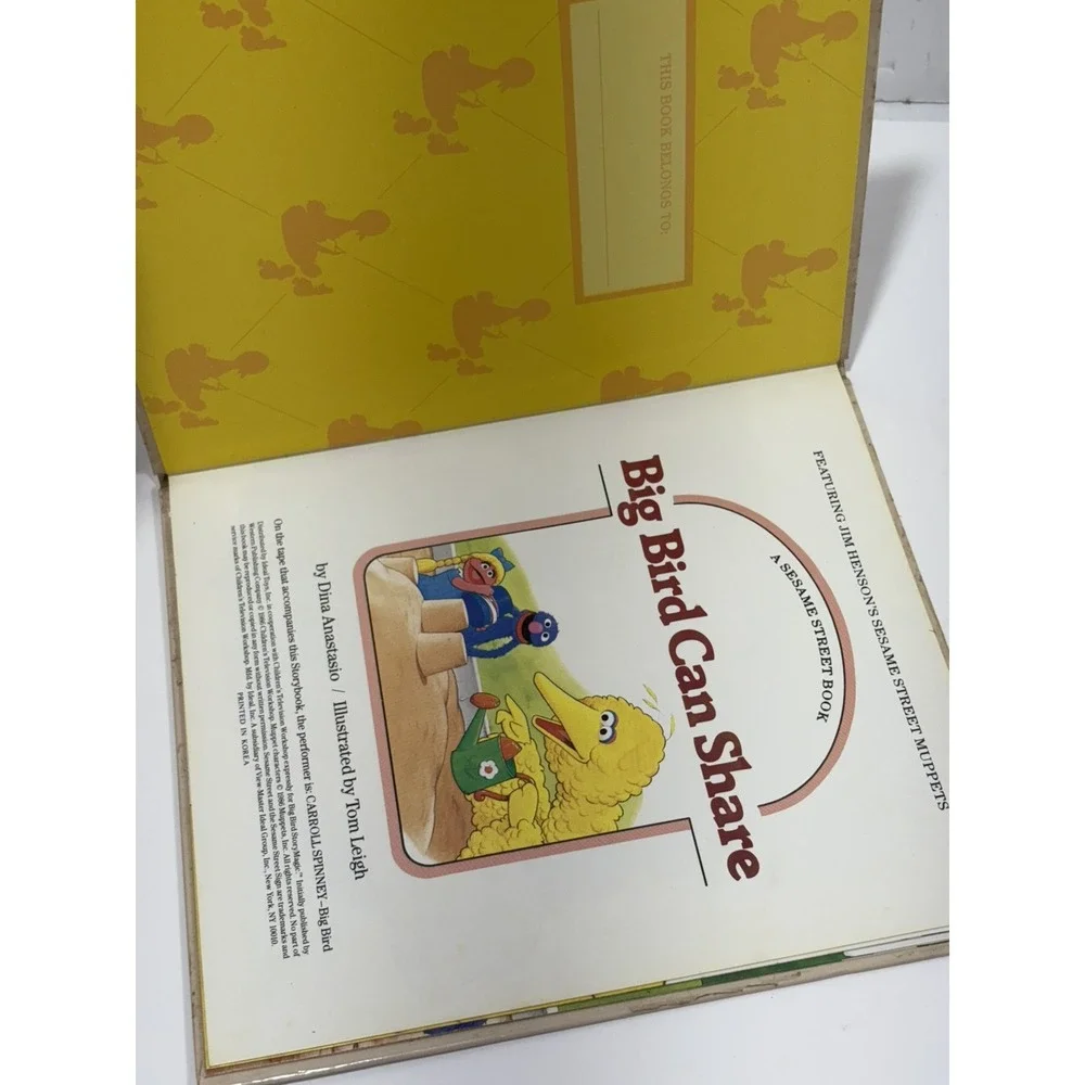 Vtg Sesame Street Big Bird 1986 Ideal Talking Toy + Book For Repair Parts AS IS